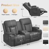 DG PEAFOWL Loveseat Recliner Sofa, Home Theater Seating with Center Console, Reclining Loveseat RV Couch with USB Ports & Phone Holders, Wall Hugger RV Sofa Furniture with Storage & Pocket DG PEAFOWL