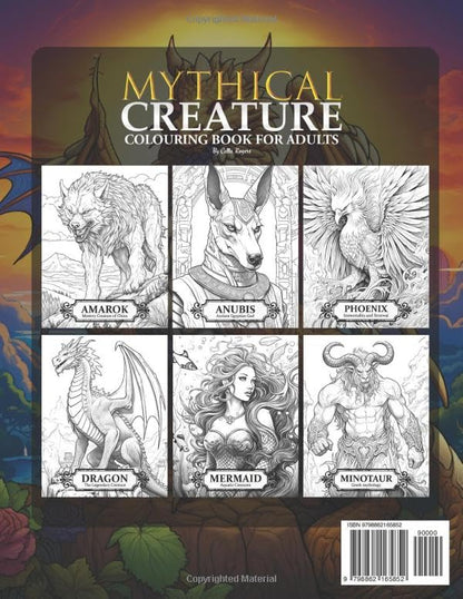 Mythical Creatures: A Fantasy Creatures Colouring Book for Adults with Dragons and a Variety of Mythological Illustrations from Around the World