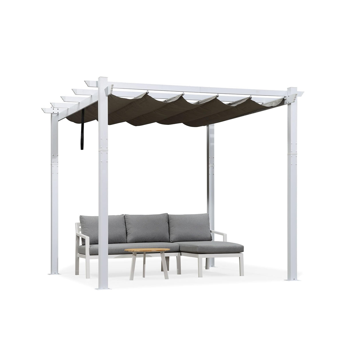 PURPLE LEAF 10' x 10' Outdoor Retractable Pergola Heavy-Duty Aluminum DIY White Pergola with Sun Shade Canopy Patio Modern Shelter for Garden Yard Deck Grape Trellis, Grey PURPLE LEAF