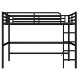 SOFTSEA Queen Size Loft Bed with Desk, Heavy-Duty Metal Gaming Loft Bed with USB Ports and LED Lights for Adults Kids Teens, Space-Saving Design for Small Rooms & Dorm, Black SOFTSEA