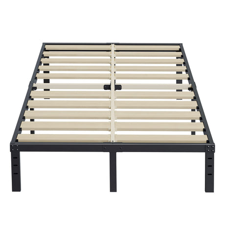 ZIYOO Queen Bed Frame 14 inch High 3 Inches Wide Wood Slats with Heavy Duty 3500 Pounds Support for Mattress, No Box Spring Needed, Easy Assembly, Noise Free ZIYOO