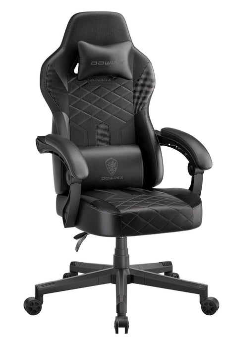 Dowinx Gaming Chair with Pocket Spring Cushion, Ergonomic Computer Chair High Back, Reclining Game Chair Pu Leather 350LBS, Black Dowinx