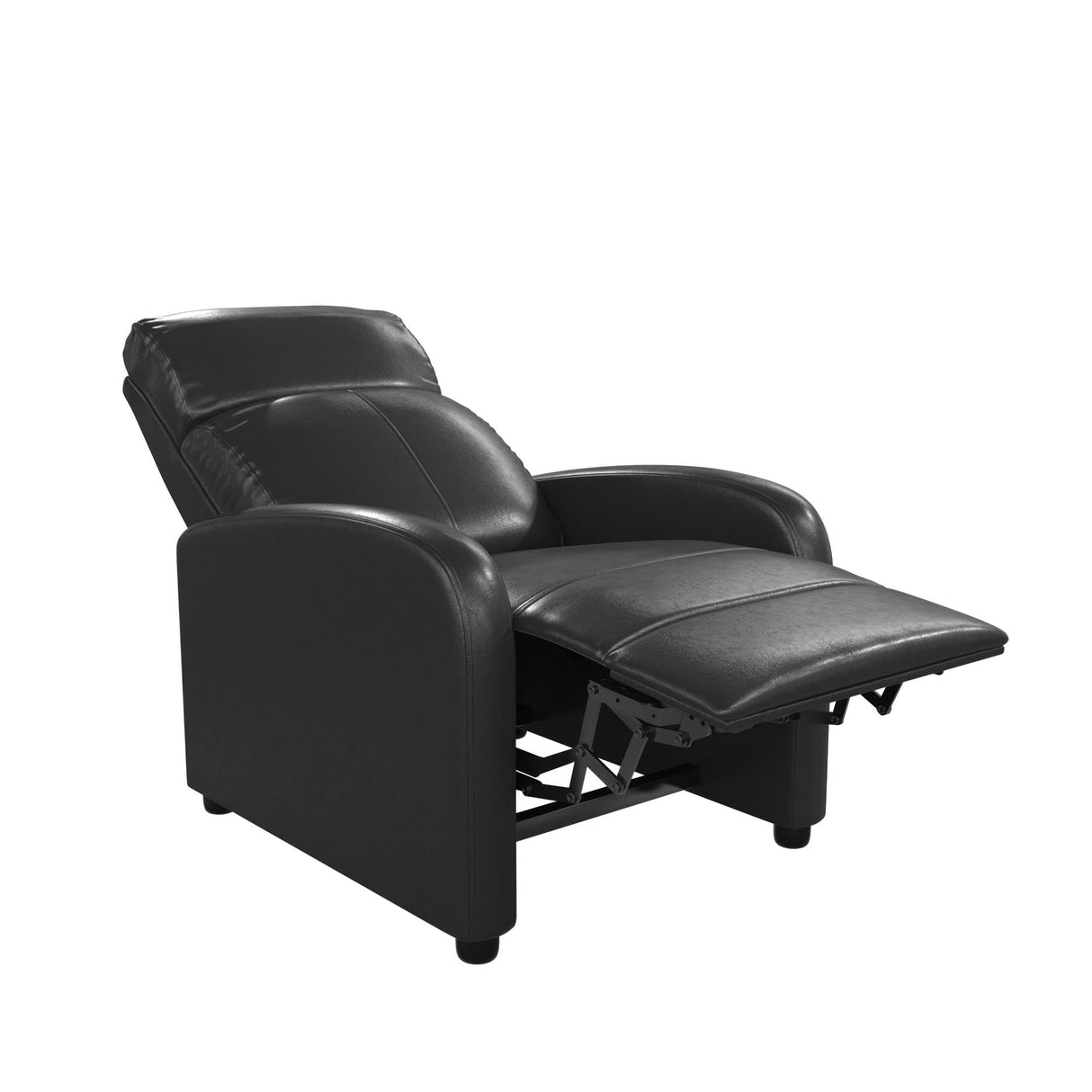 DHP Bobby Pushback Recliner Chair for Living Room, Ergonomic Comfort, Reclining Sofa Chair, Black Faux Leather DHP