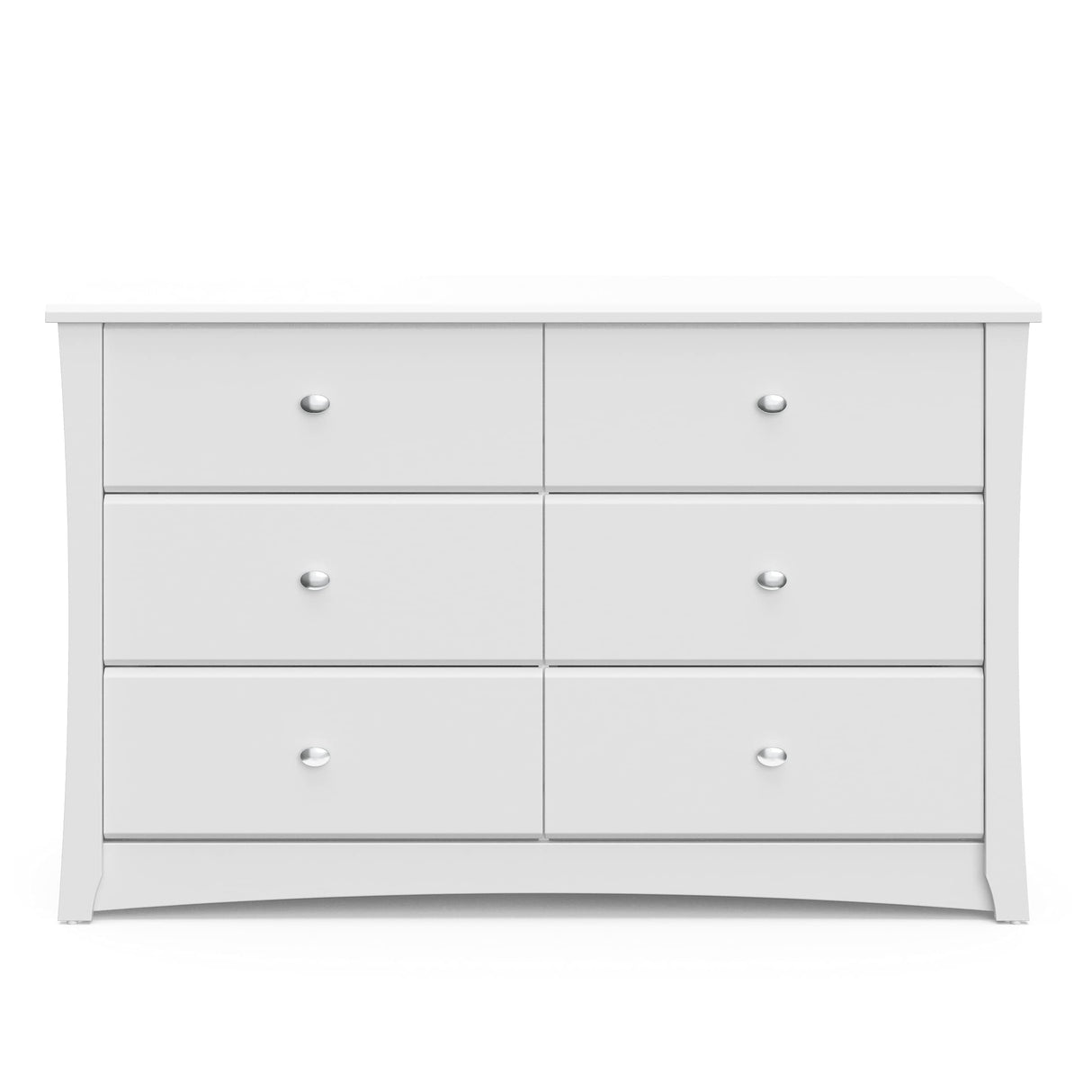 Storkcraft Crescent 6 Drawer Double Dresser (White) – GREENGUARD Gold Certified, Kids Dresser Drawer Organizer For Nursery, Chest of Drawers Storkcraft