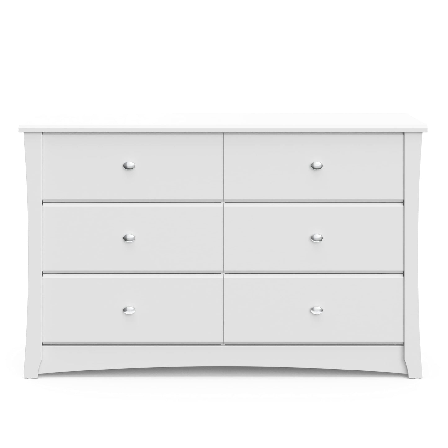 Storkcraft Crescent 6 Drawer Double Dresser (White) – GREENGUARD Gold Certified, Kids Dresser Drawer Organizer For Nursery, Chest of Drawers - WoodArtSupply