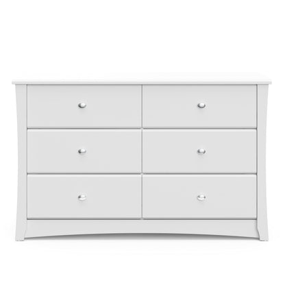 Storkcraft Crescent 6 Drawer Double Dresser (White) – GREENGUARD Gold Certified, Kids Dresser Drawer Organizer For Nursery, Chest of Drawers - WoodArtSupply