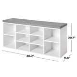 PayLessHere Shoe Bench Storage Bench Entryway Bench Shoe Storage Organizer, 11.8 x 40.9 x 20.7 Inches, with Cushion and 10 Adjustable Compartments for Living Room Entryway Hallway Bedroom PayLessHere