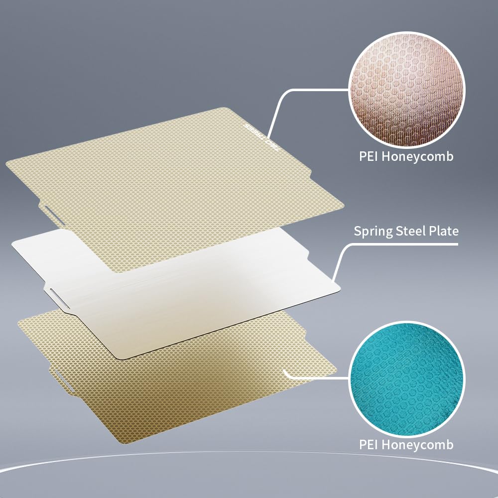 258x258mm Double Sided Flexible PEI Honeycomb Sheet, Smooth PEI Honeycomb Surface for X1/P1P 3D Printer, 3D Printer PEI Plate Removable Platform（1PCS) OUYANG