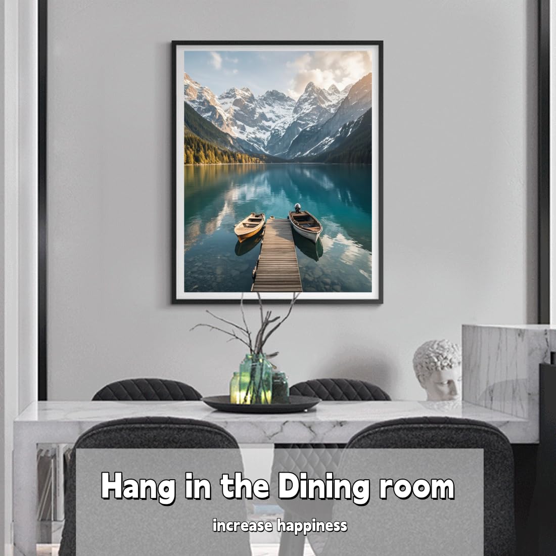 ACANDYL Mountains Landscape DIY Paint by Numbers Kit for Adults Paint by Numbers Beginner Canvas Painting by Number Boat Lake DIY Acrylic Oil Painting on Canvas Arts Craft Decoration 16x20 Inch ACANDYL