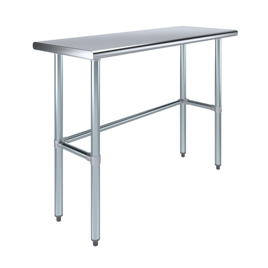 18" x 48" Open Base Stainless Steel Work Table | Residential & Commercial | Food Prep | Heavy Duty Utility Work Station | NSF - WoodArtSupply