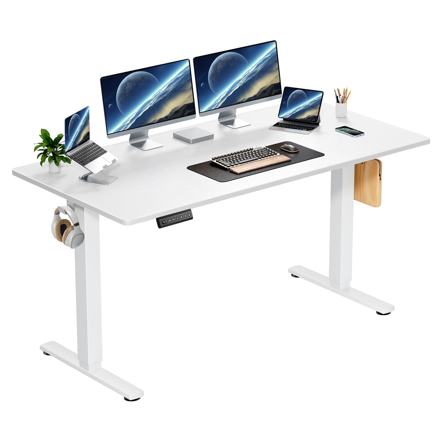 Zibbizo Electric Height Adjustable Standing Desk, 48x24 Inches, Ergonomic Sit-to-Stand Rising Computer Table for Home Office