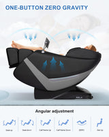 RELX 2025 Massage Chair Full Body, Zero Gravity Airbag Shiatsu Massage Chair with SL-Track, Heating, AI Control, Body Scan, 13 Modes, Foot Rollers, and Deep Yoga Stretch (Black) RELX