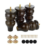 Maricome 6 Inch Replacement Furniture Legs Wood Bun Feet for Sofa Couch Cabinet Mid Century Maricome