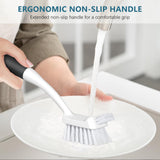 SetSail Dish Brush Set of 3 with Bottle Brush, Dish Scrub Brush with Long Handle Deep Cleaning Handle Brush with Scraper Tip for Kitchen Sink Dishes Bottle Cup Pot and Pans Tile Lines, Black SetSail