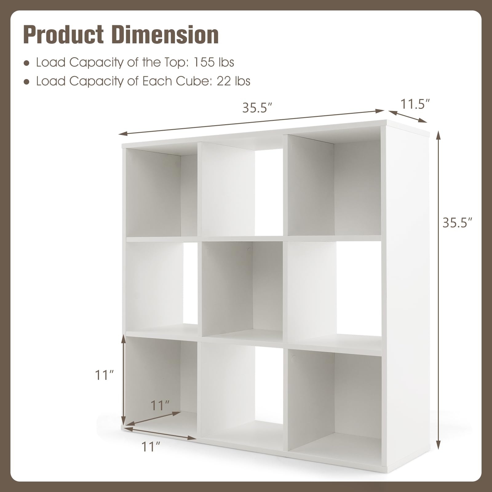 Tangkula Modern 9-Cube Wooden Bookshelf with Anti-Tipping Kits - Stylish Open Storage for Living Spaces - WoodArtSupply