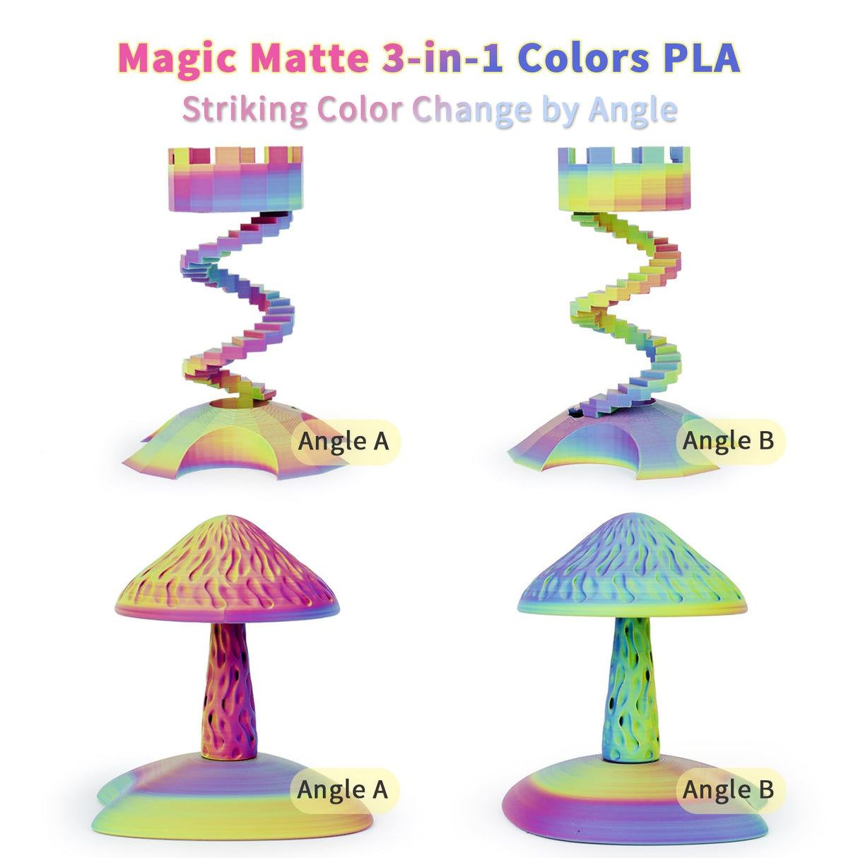 ZIRO PLA Filament Matte, Multicolors 3D Printer Filament, Tri-Colors 3-in-1 Chrome Coextrusion, Magic Visual Effect PLA, Fit Most FDM 3D Printers,1KG/2.2lb Spool, Rosy Cloud (Matte) ZIRO