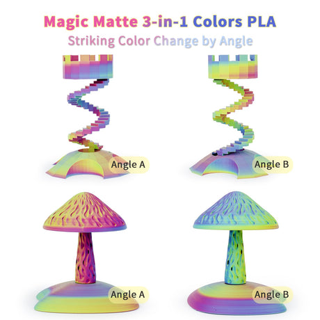 ZIRO PLA Filament Matte, Multicolors 3D Printer Filament, Tri-Colors 3-in-1 Chrome Coextrusion, Magic Visual Effect PLA, Fit Most FDM 3D Printers,1KG/2.2lb Spool, Rosy Cloud (Matte) ZIRO