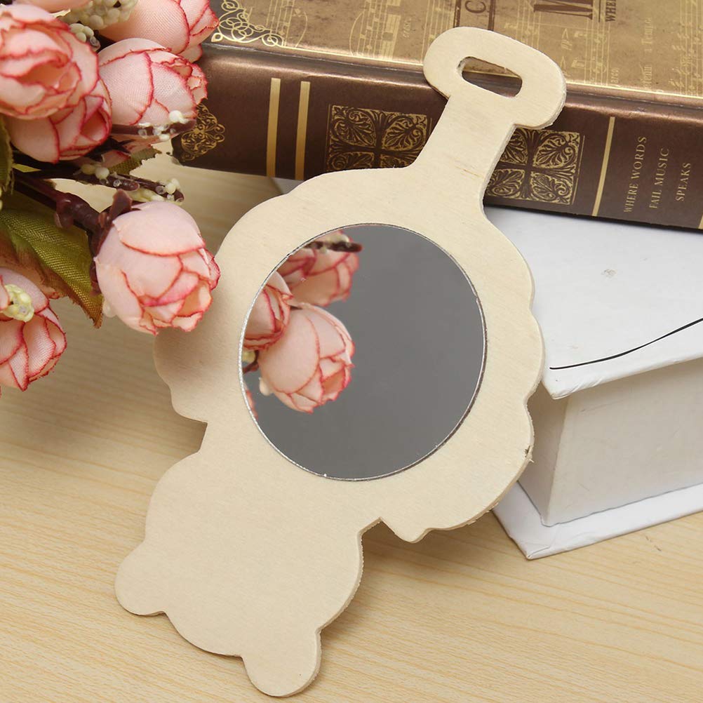 Vankcp 27pcs Creative DIY Wooden Mirror Mini Wooden Craft Painting Princess Unfinished Mirror for DIY Handmade Craft Party Decorations Vankcp