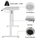 Meilocar Height Adjustable Electric Standing Desk, Adjustable Desk Standing Desk with Memory Controller, White Adjustable Standing Desk with Splice Board, 48" x 24" Tabletop (White Top + White Frame) Meilocar