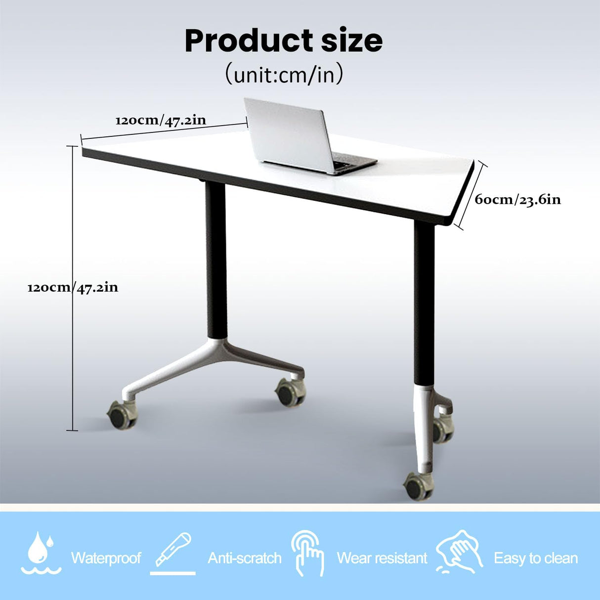 6 Pack Folding Conference Room Tables,Modern Rectangular Foldable Conference Table Flip Top Mobile Training Tables with Wheels Meeting Table for Office Meeting Room Classroom(47.2 in) rzoizwko