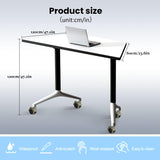 6 Pack Folding Conference Room Tables,Modern Rectangular Foldable Conference Table Flip Top Mobile Training Tables with Wheels Meeting Table for Office Meeting Room Classroom(47.2 in) rzoizwko