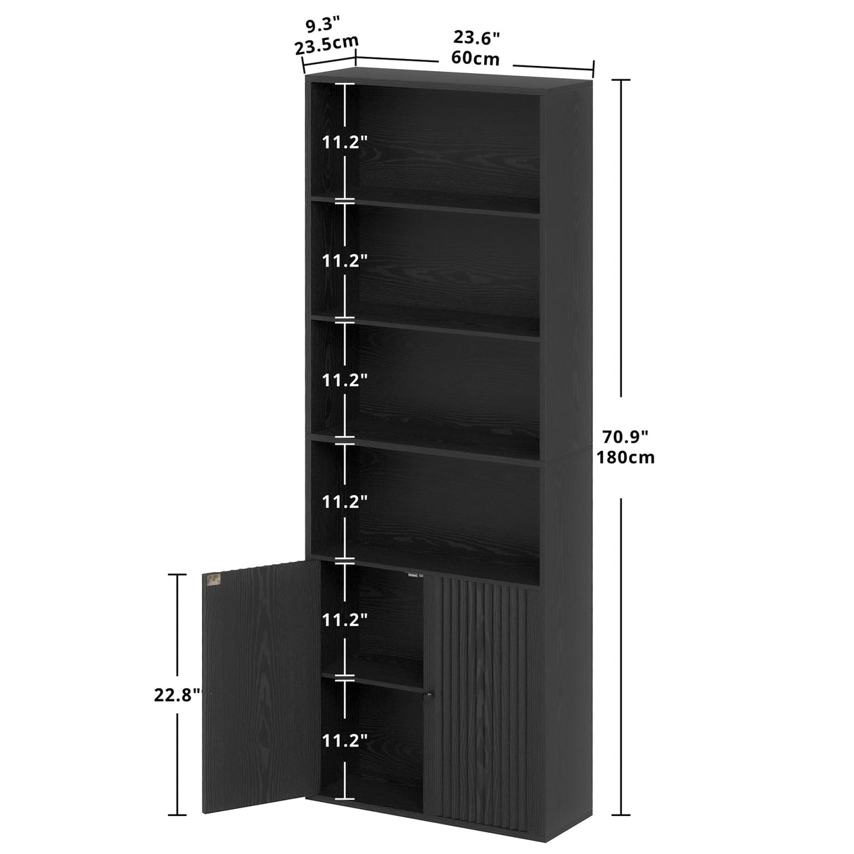 IRONCK Bookcases and Bookshelves with Doors and Storage, 6-Tier Tall Bookshelf, Book Shelf for Home Office, Living Room, Bedroom IRONCK