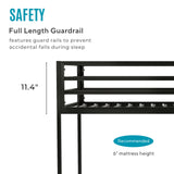 Furniture of America Dravenor Modern Metal Twin Over Twin Low Profile Bunk Bed with Reversible Ladder and Twnty-Two Slats, No Box Spring Required, for Kids, Bedroom, Dorm, Black Furniture of America