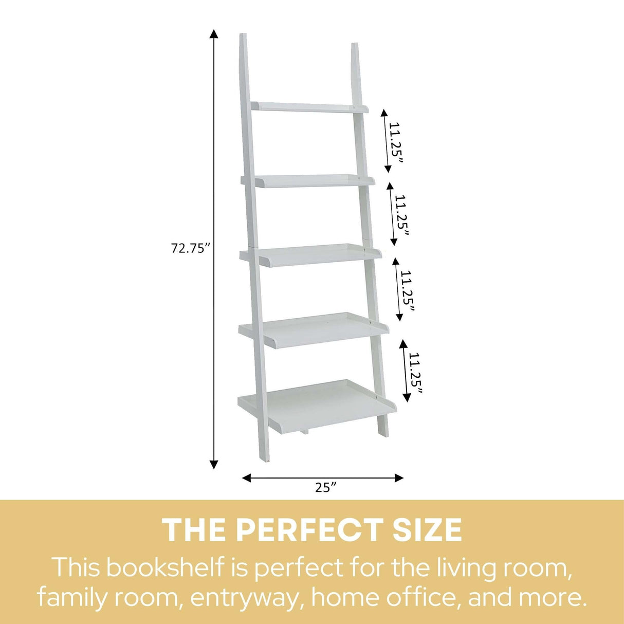 Convenience Concepts French Country Bookshelf Ladder, White Convenience Concepts