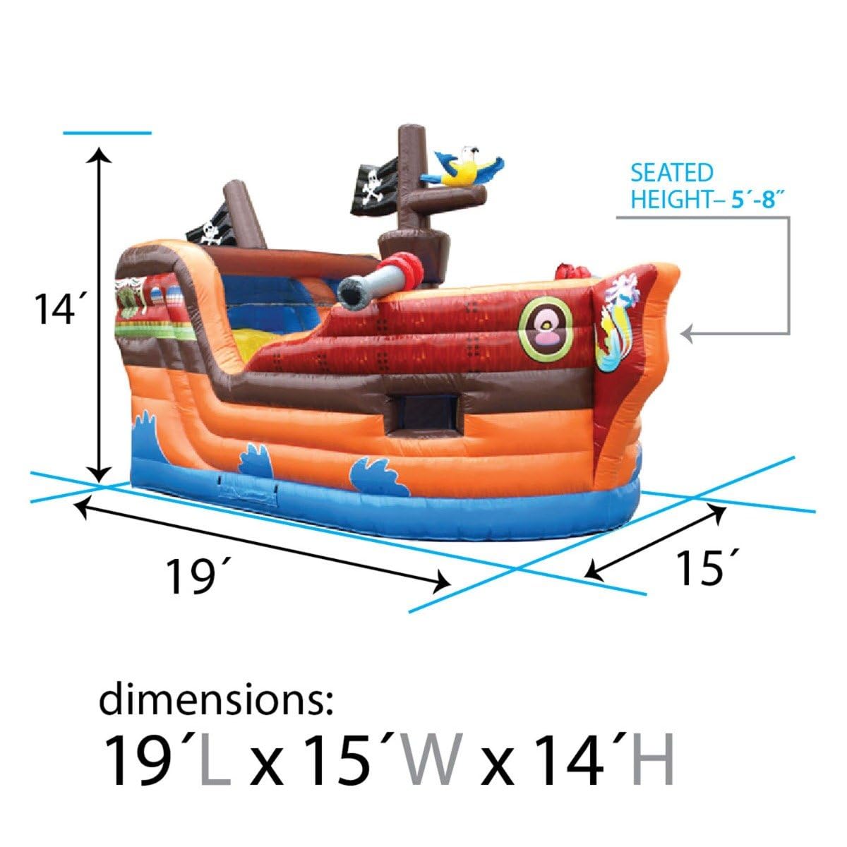 TentandTable Inflatable Bounce House with Slide for Kids 5-12 Large - Commercial Grade Bouncy House for Adults - Jump House, Includes Electric Air Blower - 19' L x 15' W x 14' H - Pirate Ship TentandTable