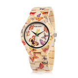 BOBO BIRD Women's Bamboo Watch Butterfly Engraved Handmade Wooden Casual Watches BOBO BIRD