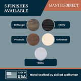 Modern Ember Vara Wood Mantel Shelf - 48 Inch White Paint | 3 Inch Height - Variations in Grain and Natural Distresssing | Wooden Floating Wall Mounted Shelf - for Fireplaces & Décor Modern Ember