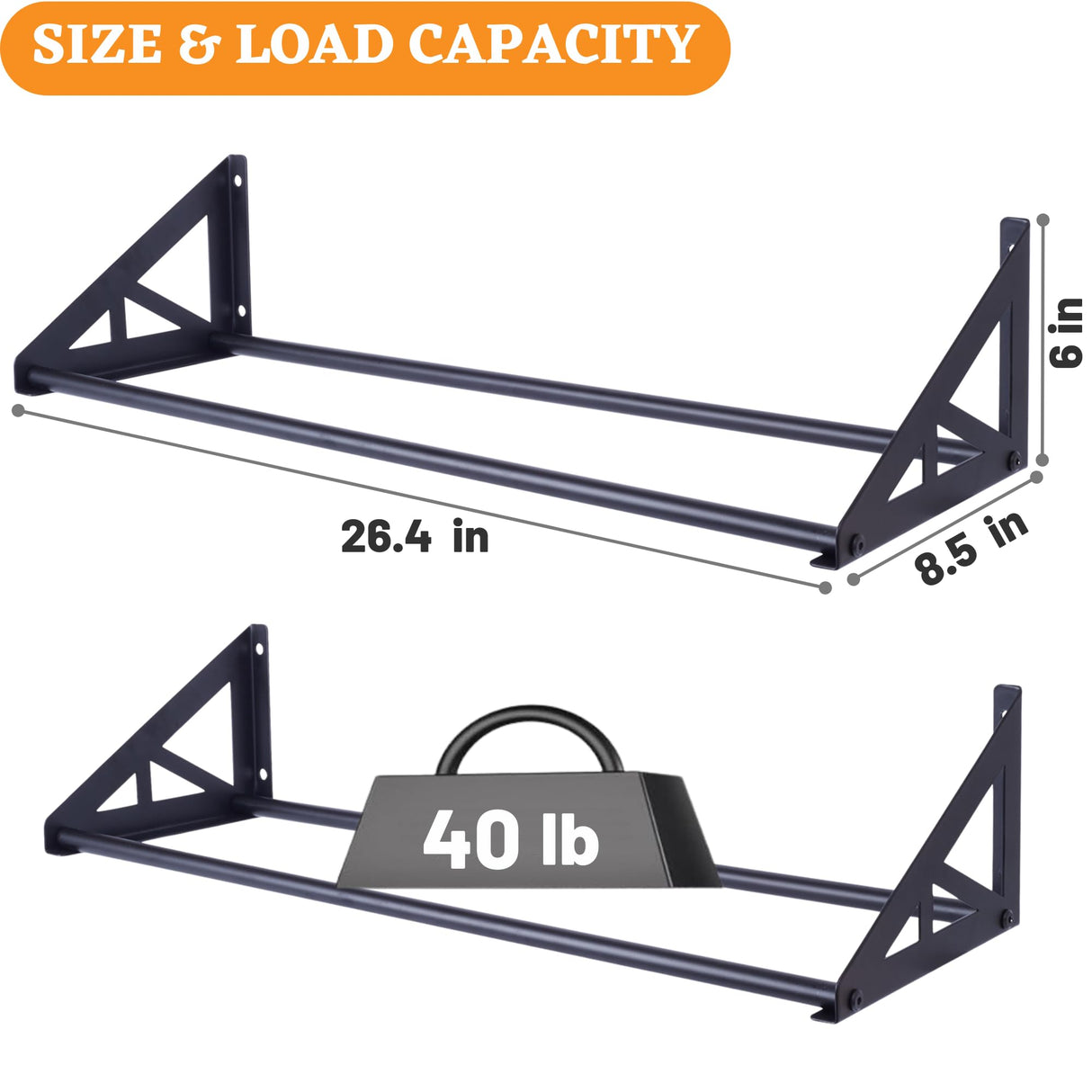 EROTASH 3D Printer Filament Storage Rack, Filament Rack Wall Mount, 3D Filament Storage Shelf, Filament Spool Holder for 3D Printer Rolls, 2 PCS Heavy Duty Metal Organizer for 3D Printing Studio EROTASH