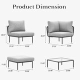 LayinSun 9 Pieces Aluminum Patio Furniture Set, Modern Modular Sectional Sofa with Coffee Table and Upgrade Thickness Cushion LayinSun