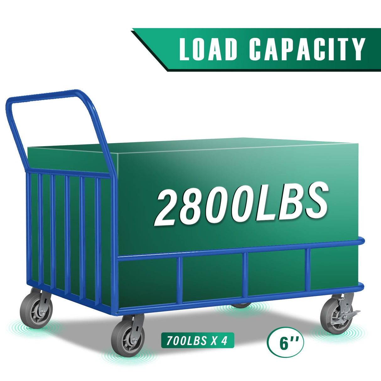 HANDSAMMU 6 Inch Heavy Duty Caster Wheels -Industrial Caster Wheels, Rubber Caster Wheels（Flat Tread） 700 Lbs Per Casters - Use for Dollies, Workbench (1 Swivel) Handsammu