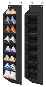 SLEEPING LAMB 2 Pack Narrow Over The Door Shoe Organizer with 8 Large Deep Pockets, Hanging Shoe Rack for Closet Door Storage for Boots, Sneakers (Black) SLEEPING LAMB