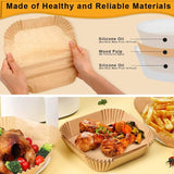 Air Fryer Liners Disposable Paper - 150 PCS 8 Inch Nonstick Parchment Paper Liners for 5-8QT Air Fryer, Free of Bleach Air Fryer Paper Square for Frying, Baking, Roasting Microwave ANYIDEA