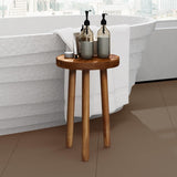 JOLLYMER 11.8" Round 18" Tall Wood Plant Stand | Teak Wood Accent Stool | Accent Table |Side Table JOLLYMER