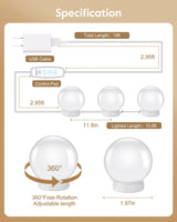 Brightown 14 Bulb Dimmable Hollywood Makeup Mirror Lights, 22Ft Adjustable Vanity Lighting Fixtures for Full Length Mirror (Mirror Not Included) Brightown