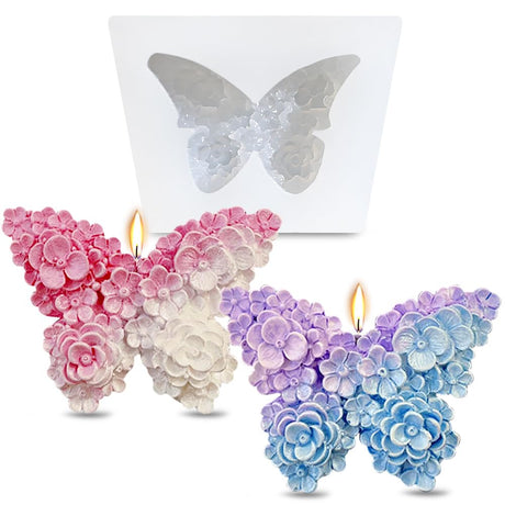 3D Flower Butterfly Silicone Molds Epoxy Resin Molds Floral Butterfly Candle Molds for Candle Making Silicone Mold for DIY Scented Candles Plaster Soap Molds Fondant Cake Decorating Chocolate Molds RUIYDZ