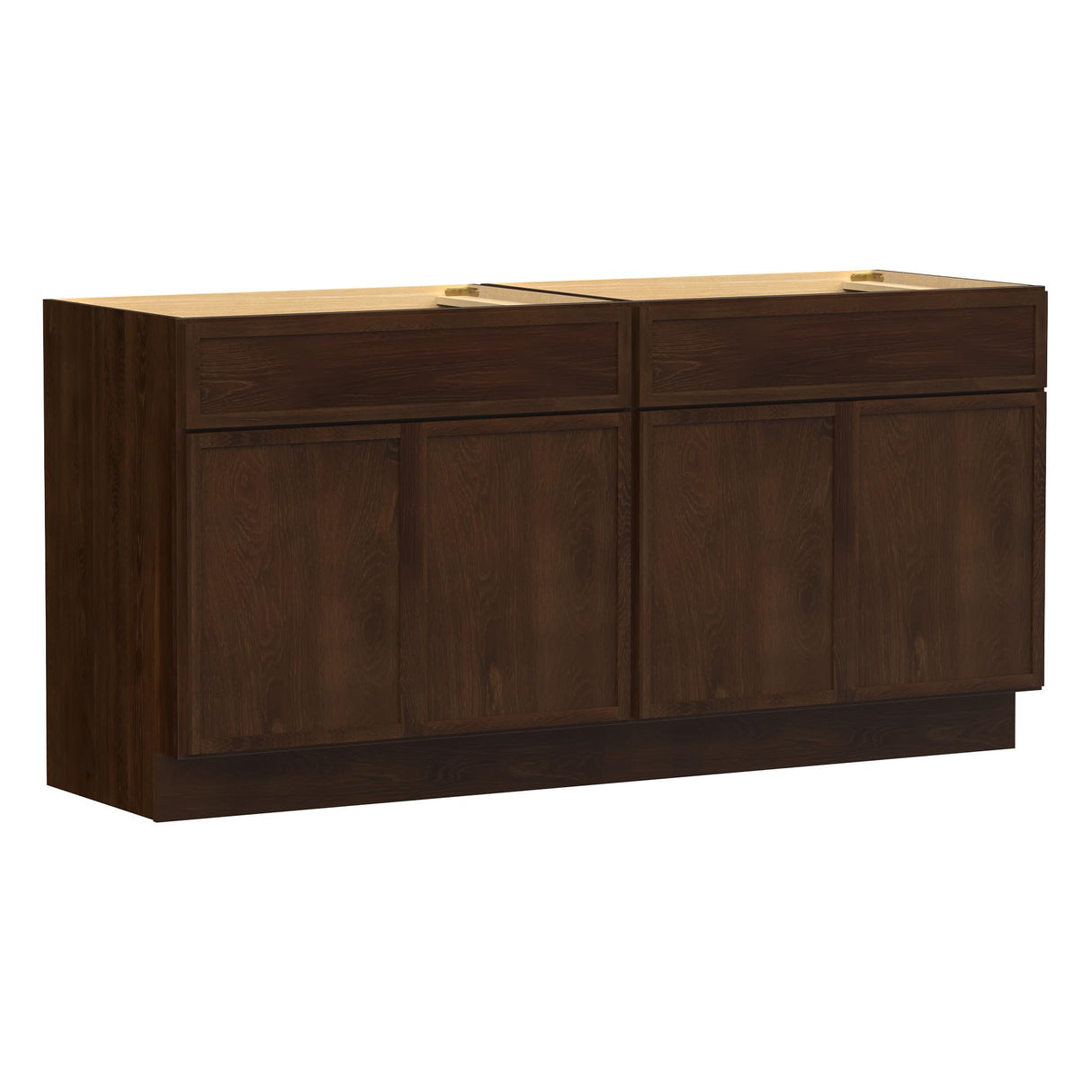 HOMEBEYOND 72 Inch Bathroom Vanity Base Only, Double Vanity Cabinet with Soft Closing Door, 2ea 36 inch Cabinet, Without Top,Brown HOMEBEYOND