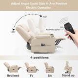 COMHOMA Power Lift Recliner for Elderly,Lift Chair with Heat and Massage,PU Recliner Sofa with Timing Function 2 Side Pockets,Cup Holders and Infinite Position for Living Room (White) COMHOMA