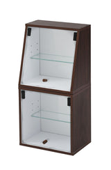 パレットライフ PaletteLife Knock-Down Curio Cabinet Box, 2 Tiers, Brown, Collection Case, Figurine Rack, Collectible Shelf, Storage, Otaku, Wood Grain, Glass, Assembly Required, BLT-651BR パレットライフ