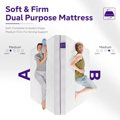 Tripie 6 Inch Full Mattress, Gel Soft & Firm Dual Sides Flippable Lavender Sleep Aid Mattress for Memory Foam Mattress, Hypoallergenic Bamboo Charcoal, Full Size Bed in a Box, CertiPUR-US