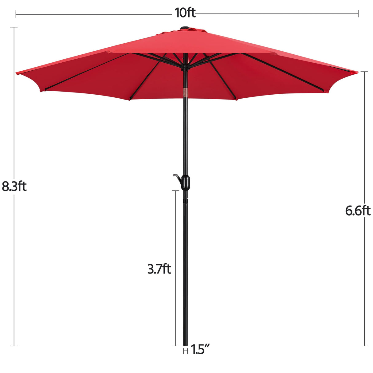 Yaheetech 10FT Patio Umbrella Outdoor Patio Yard Market Table Umbrella with Push Button Tilt & Crank for Garden/Beach/Lawn/Deck/Backyard/Pool, 8 Ribs, Red Yaheetech