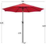 Yaheetech 10FT Patio Umbrella Outdoor Patio Yard Market Table Umbrella with Push Button Tilt & Crank for Garden/Beach/Lawn/Deck/Backyard/Pool, 8 Ribs, Red Yaheetech