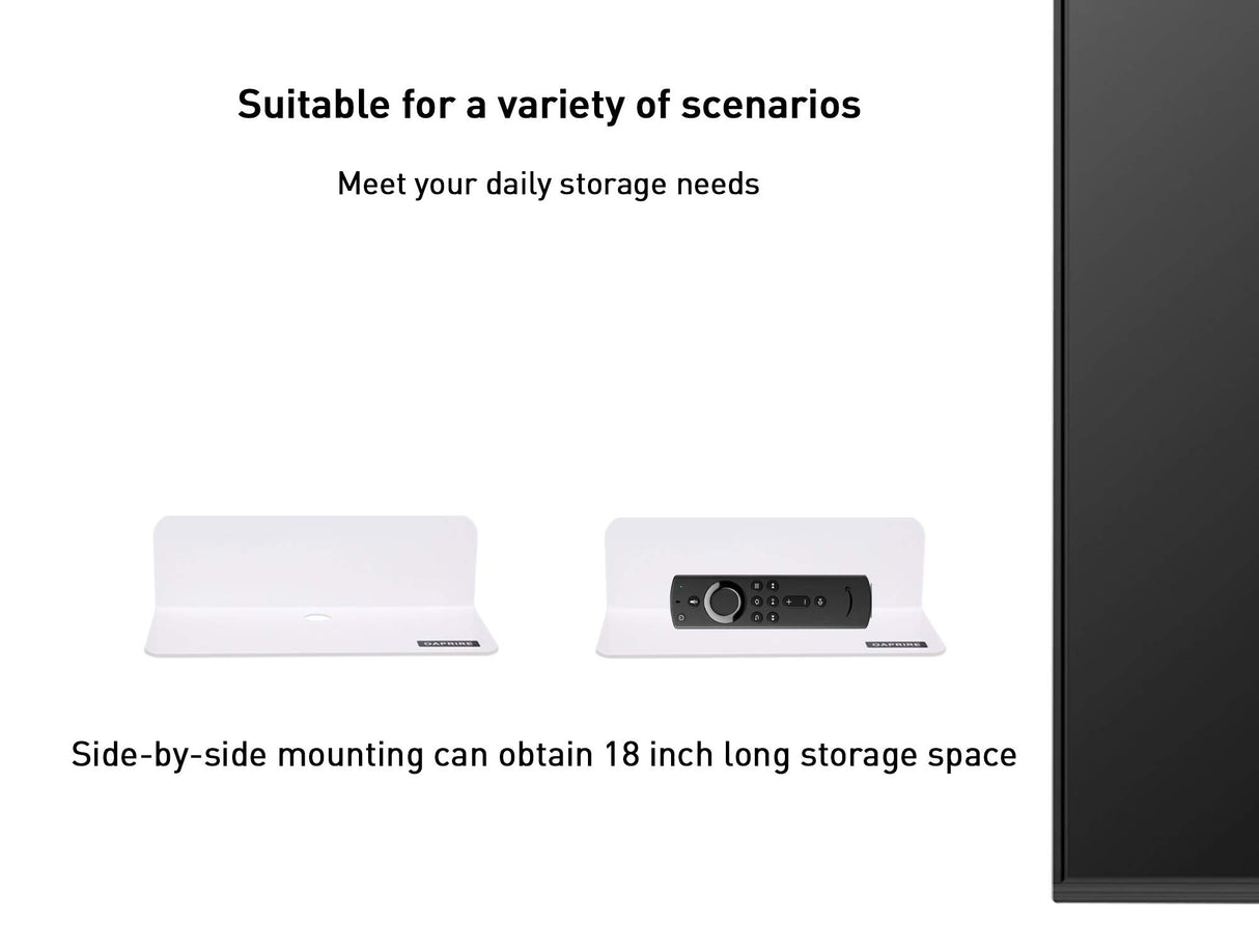 OAPRIRE White Floating Shelves Wall Mounted Set of 2 - Easily Expand Wall Space - Acrylic Hanging Shelves for Bedroom, Gaming Room, Living Room, Bathroom, Office with Cable Clips OAPRIRE