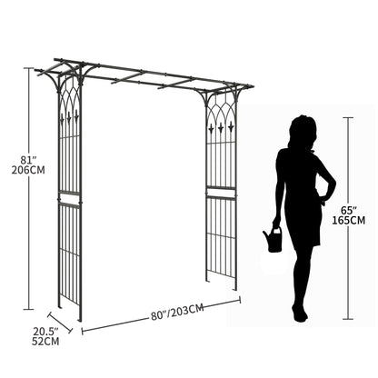 YITAHOME Metal Garden Arbor, 81" H Garden Arch Trellis for Climbing Plants Outdoor Backyard Lawn, Wedding Arches for Ceremony Decoration