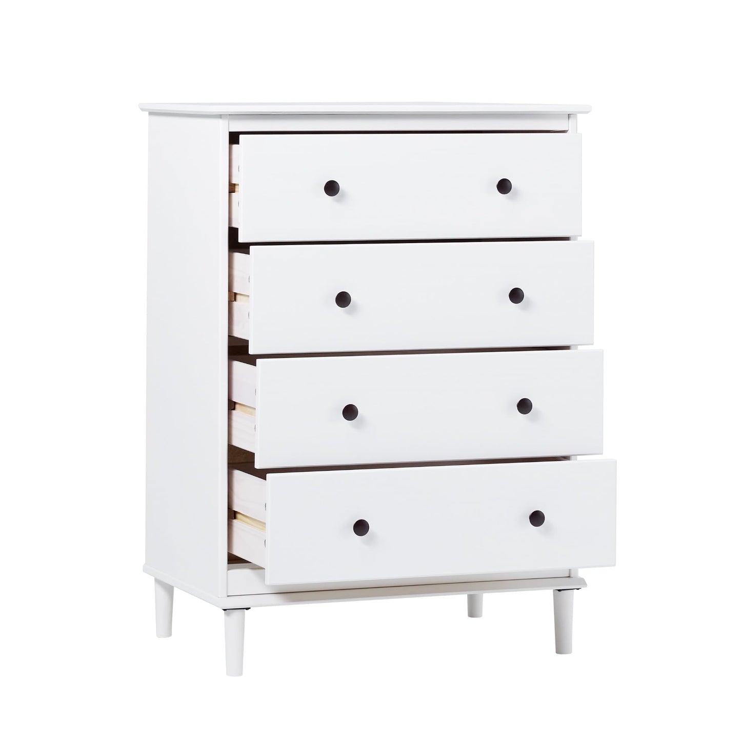 Walker Edison Modern Tall 4 Solid Wood Dresser Bedroom Storage Drawer Organizer Closet Hallway, 40 Inch, White-T - WoodArtSupply