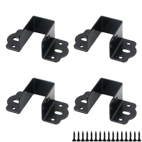 Coshar 4Pcs Heavy Duty Bed Rail Fittings Black Bed Frame Brackets Adapter U-Shape Bed Supporters Hardware for Bunk Bed Headboard, 3.62"x1.9"(L*W) Coshar