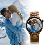 2win Personalized Custom Watch Printing Photo for Men Unique Wood Wristwatch Anniversary Watch for Him & Families 2win